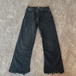 PAIGE Black Flare Wide Leg Jeans Modern Style